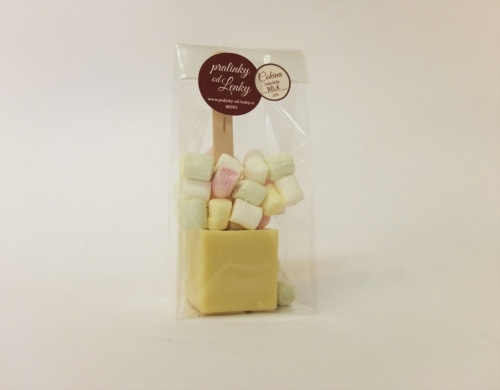 Horká čokoláda kostka - bílá čokoláda s mini Marshmallows (60g)