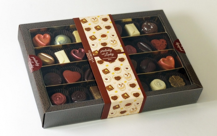 Velk bonbonira Quadret 28 ks - hnd krabika